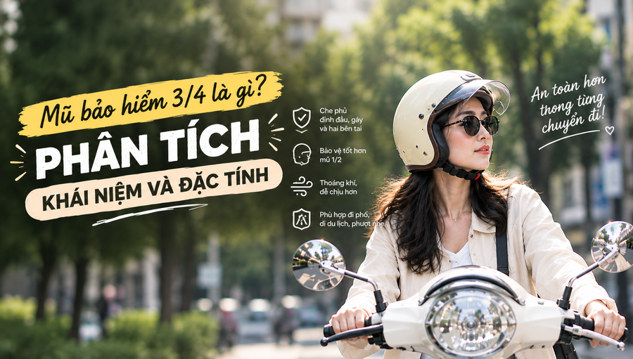 Mũ bảo hiểm 3/4 là gì? Phân tích khái niệm và đặc tính